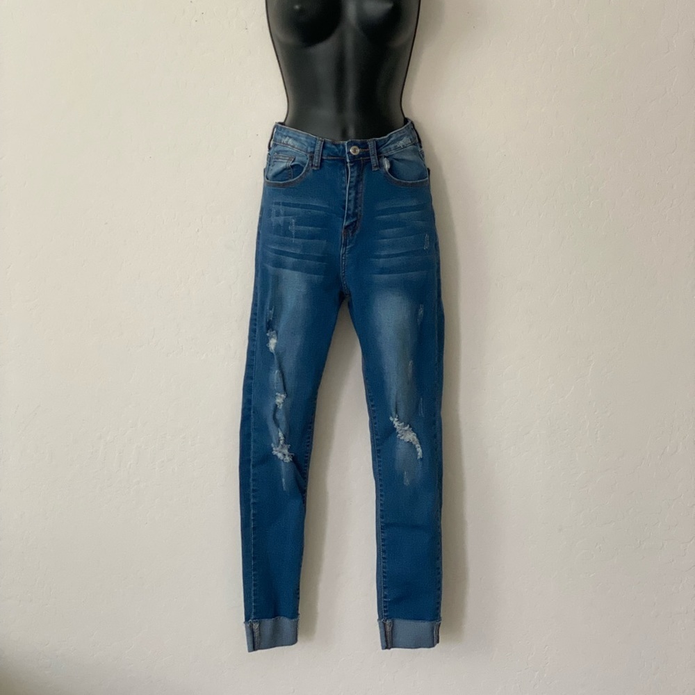 High Waisted Ripped Skinny Jeans